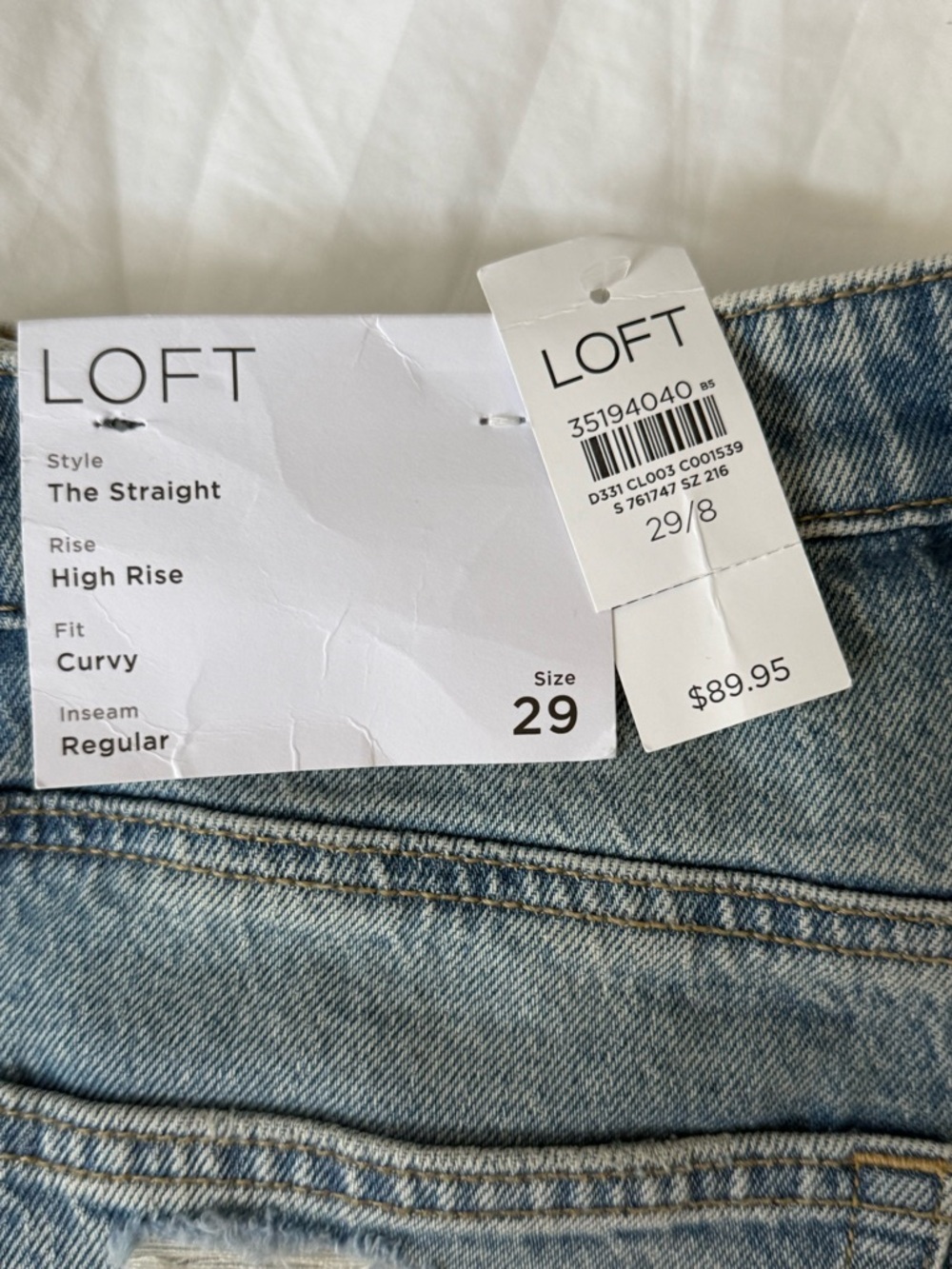 LOFT Light Blue High-Rise Curvy Straight Jeans